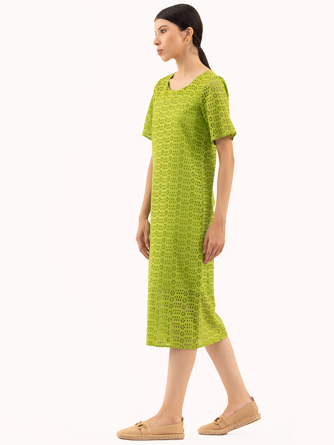 Green As Grass Schiffli Midi Dress -2